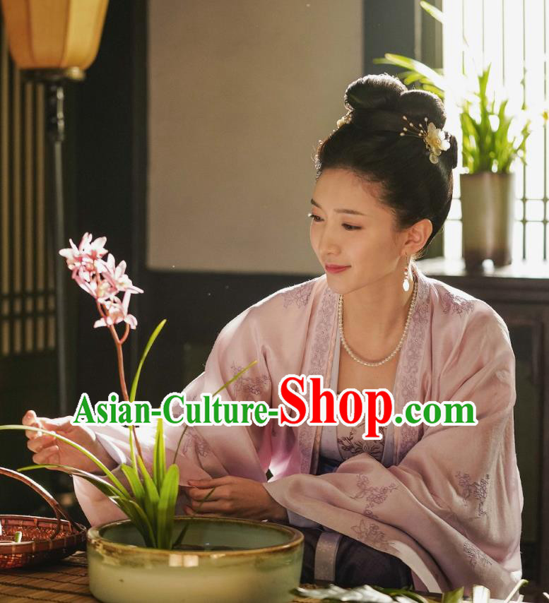 Chinese Ancient Song Dynasty Empress Historical Costumes Apparels and Headpiece Drama Serenade of Peaceful Joy Court Queen Cao Danshu Dress Garment