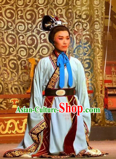 Chinese Yue Opera Han Dynasty Scholar Garment Costumes and Headwear Han Wen Empress Shaoxing Opera Young Male Dou Guangping Apparels Clothing