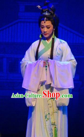 Chinese Shaoxing Opera Hua Tan Tong Que Tai Diao Chan Apparels Costumes and Headdress Yue Opera Young Beauty Dress Garment