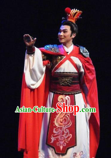 Chinese Yue Opera Xiaosheng Garment Costumes and Headwear Tong Que Tai Shaoxing Opera Wusheng Young Male Apparels