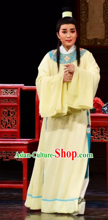 Chinese Yue Opera Xiaosheng Garment Costumes and Headwear Chen Sanliang Shaoxing Opera Young Male Scholar Li Fengming Apparels