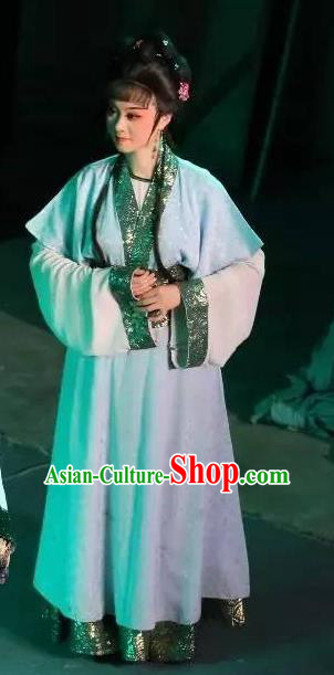 Chinese Shaoxing Opera Hua Tan Cai Feng Garment Apparels and Hair Accessories Baihua River Yue Opera Actress Young Female Dress Costumes