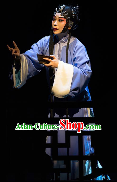 Chinese Beijing Opera Poor Female Dress Costumes Pipa Ji Peking Opera Distress Maiden Apparels Garment and Headdress