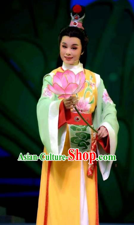 Chinese Yue Opera Scholar Lu Yong Mo Chou Nv Costumes and Headwear Shaoxing Opera Xiaosheng Young Male Garment Apparels