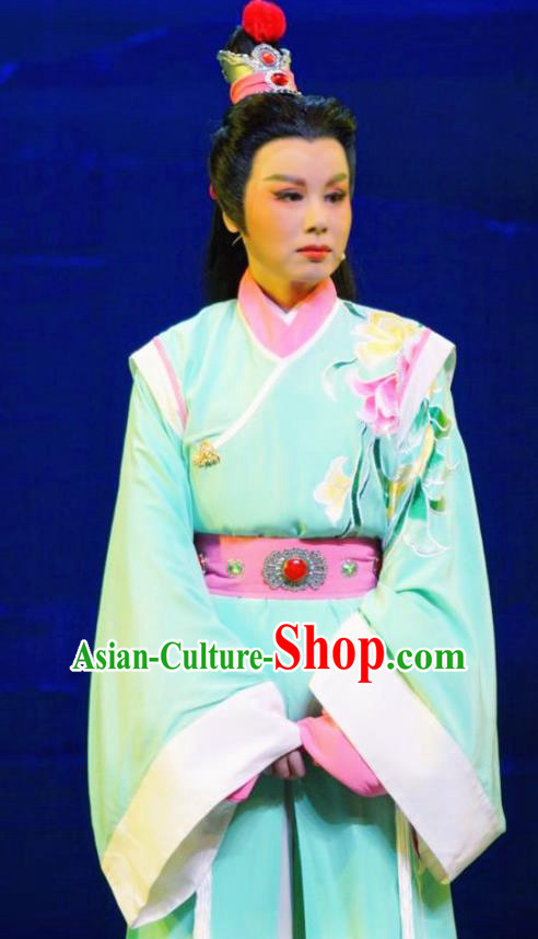 Chinese Yue Opera Scholar Lu Yong Costumes and Headwear Shaoxing Opera Mo Chou Nv Xiaosheng Young Male Garment Apparels