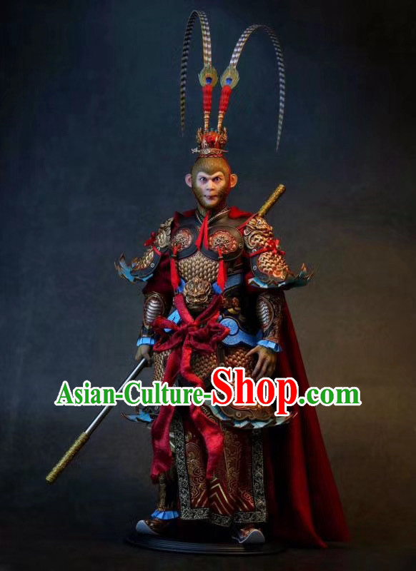 Chinese Ancient Cosplay Sun Wukong Armor Apparels Journey to the West Winning Buddha Monkey King Costumes and Headwear