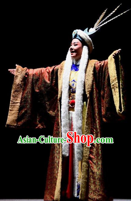 Chinese Yue Opera Young Male Garment Costumes and Headwear Shaoxing Opera Cai Wenji Xiaosheng Prince Apparels