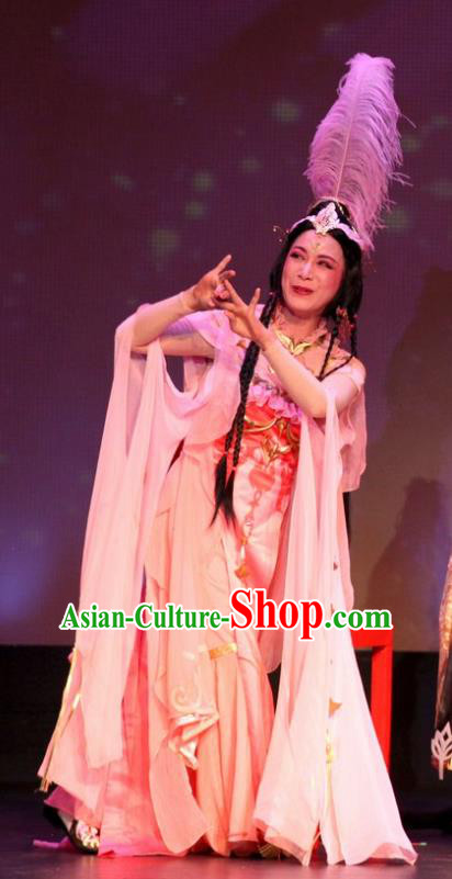 Intoxicating Night at the Barracks Chinese Shaoxing Opera Hua Tan Dance Costumes and Headwear Yue Opera Actress Dress Apparels Garment