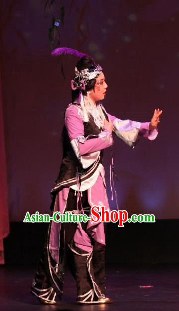 Intoxicating Night at the Barracks Chinese Shaoxing Opera Martial Female Dance Garment Costumes and Headwear Yue Opera Wudan Dress Apparels