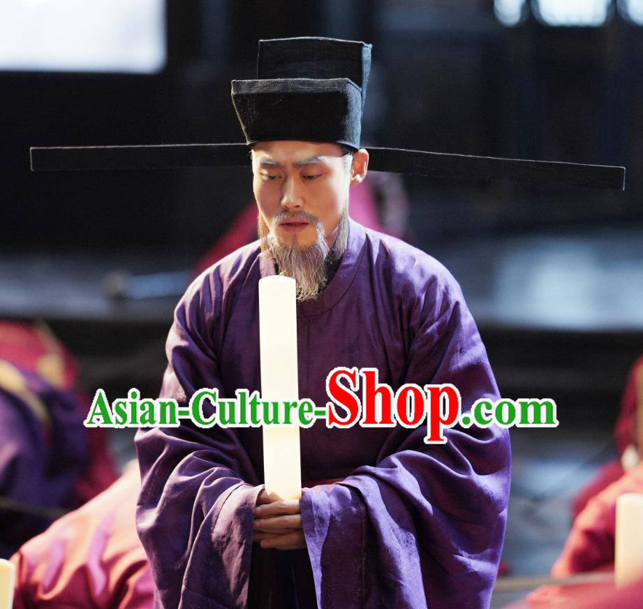 Chinese Ancient Hanfu Garment Clothing and Hat Drama Serenade of Peaceful Joy Song Dynasty Official Historical Costumes