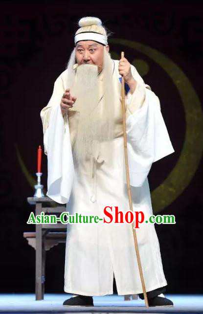 Chinese Classical Kun Opera Old Men Apparels The Story of Pipa Peking Opera Garment Elderly Male Costumes and Headwear