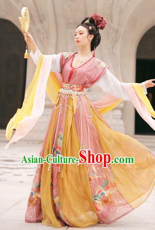 Chinese Ancient Flying Apsaras Garment Historical Costumes Traditional Tang Dynasty Princess Hanfu Dress for Women