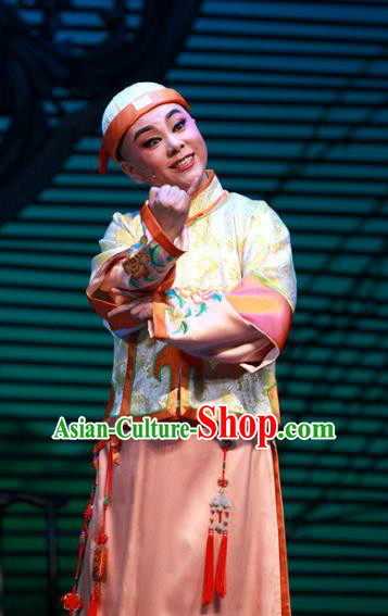 Chinese Yue Opera Xiaosheng Young Male Garment Costumes and Hat Wisp of Hemp Shaoxing Opera Stupid Scholar Apparels