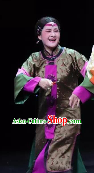 Chinese Shaoxing Opera Wisp of Hemp Elderly Woman Dress and Headdress Yue Opera Garment Costumes Matchmaker Apparels