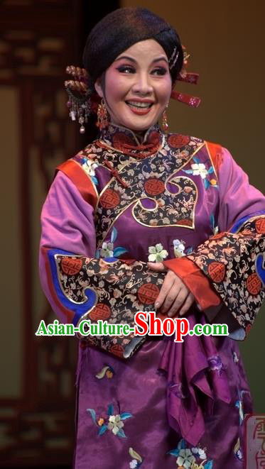 Chinese Shaoxing Opera Elderly Dame Wisp of Hemp Dress and Headpieces Yue Opera Costumes Matchmaker Garment Apparels