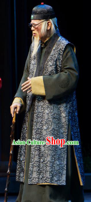 Chinese Yue Opera Elderly Male Garment Costumes and Headwear Jiujin Girl Shaoxing Opera Laosheng Apparels