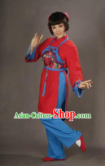 Chinese Shaoxing Opera Country Lady Jiujin Girl Dress and Headpieces Yue Opera Hua Tan Garment Apparels Young Female Costumes