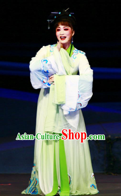 Chinese Shaoxing Opera Hua Tan Lin Moniang Dress Costumes and Headpieces Ma Zu Yue Opera Actress Garment Goddess Apparels