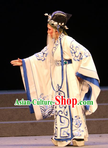 Chinese Yue Opera Elderly Male Costumes and Headwear Han Gong Yuan Shaoxing Opera Garment Official Huo Guang Apparels