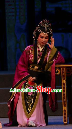 Chinese Shaoxing Opera Queen Mother Dress Garment Costumes and Headpieces Han Gong Yuan Yue Opera Elderly Female Apparels