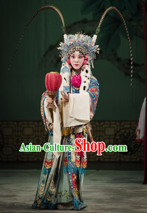 Chinese Kun Opera Hua Tan Hanfu Dress Princess Baihua Peking Opera Blues Garment Apparels Costumes and Headdress