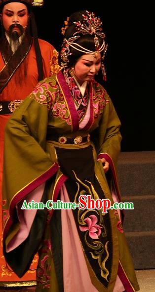 Chinese Shaoxing Opera Dowager Countess Dress Garment and Headpieces Han Gong Yuan Yue Opera Elderly Female Apparels Costumes