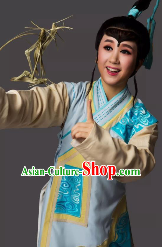 Dong Jun Qu Qi Chinese Yue Opera Wa Wa Sheng Apparels Costumes and Headwear Shaoxing Opera Young Boy Garment Clothing