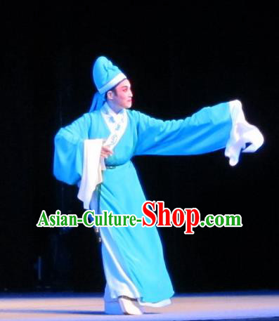 Bady from the Sea Chinese Yue Opera Scholar Fan Ge Apparels Costumes and Headwear Shaoxing Opera Xiaosheng Young Male Garment