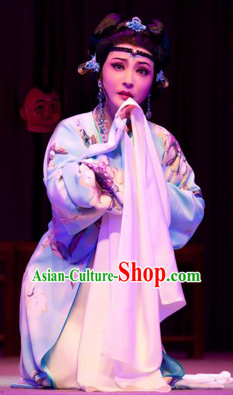 Chinese Shaoxing Opera Young Female Li Da Dress Garment and Headdress Bady from the Sea Yue Opera Hua Tan Mistress Apparels Costumes