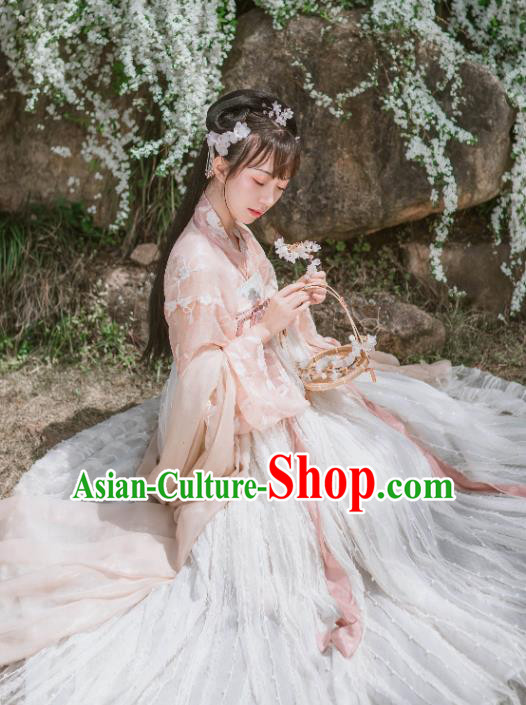 Chinese Traditional Garment Embroidered Hanfu Dress Ancient Noble Lady Historical Costumes for Women