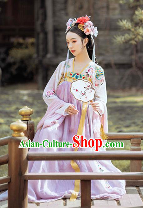 Traditional Chinese Tang Dynasty Hanfu Dress Embroidered Garment Ancient Royal Princess Court Lady Historical Costumes