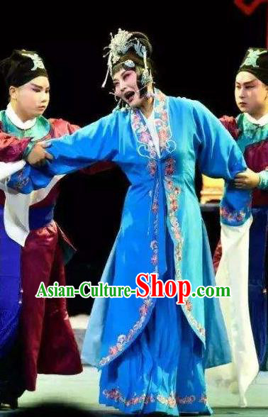 Chinese Kun Opera Injustice of Dou E Female Prisoner Costumes Peking Opera Garment Distress Maiden Blue Dress Apparels and Hair Accessories