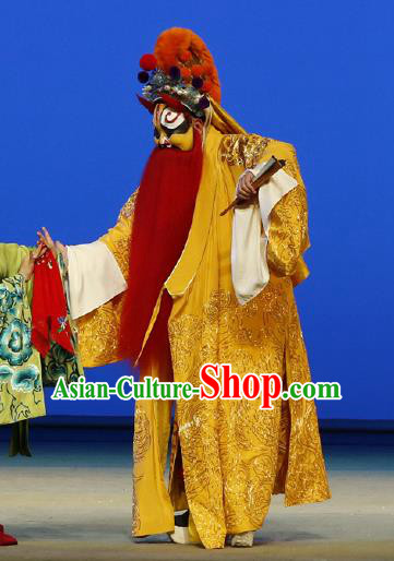 Chinese Classical Kun Opera Painted Face Role The Purple Hairpin Apparels Peking Opera Elderly Male Costumes Garment and Headwear