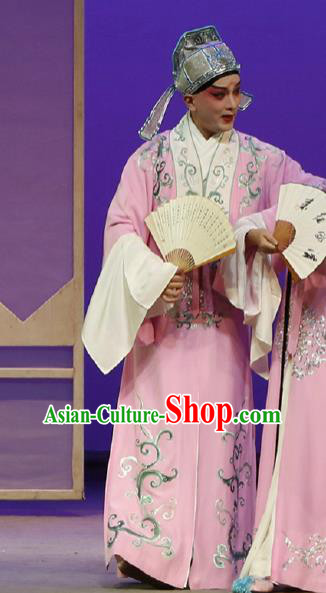 Chinese Classical Kun Opera Scholar The Purple Hairpin Apparels Peking Opera Niche Costumes Young Male Li Yi Garment and Hat