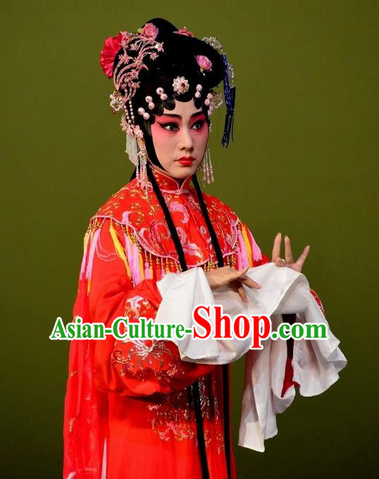 The Purple Hairpin Chinese Kun Opera Actress Rich Lady Costumes Peking Opera Hua Tan Garment Apparels Red Dress and Hair Jewelry