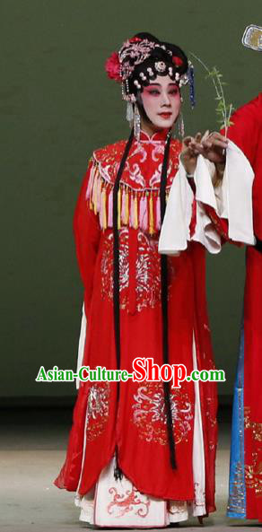 The Purple Hairpin Chinese Kun Opera Actress Wedding Costumes Peking Opera Garment Apparels Hua Tan Huo Xiaoyu Red Dress and Hair Accessories