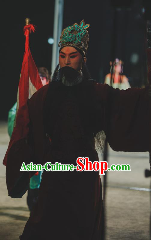 Chinese Classical Kun Opera Old Men Garment and Headwear The Purple Hairpin Peking Opera Lao Sheng Costumes Elderly Male Apparels