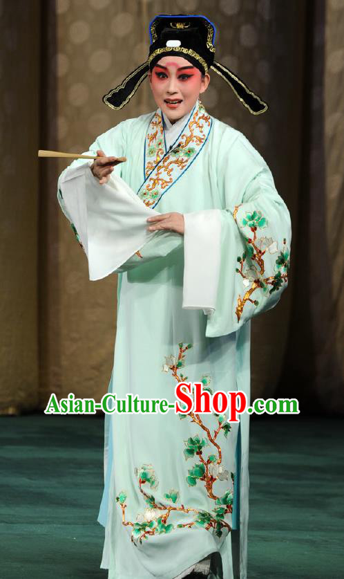 Chinese Classical West Wing to Remember Kun Opera Young Male Garment and Hat Peking Opera Xiao Sheng Costumes Yu Shuye Apparels