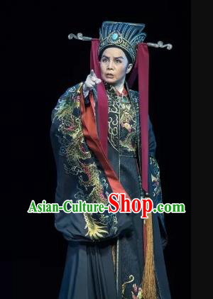 Chinese Yue Opera Eunuch Liu Jin Costumes and Headwear Shaoxing Opera Official Embroidered Robe Garment Apparels