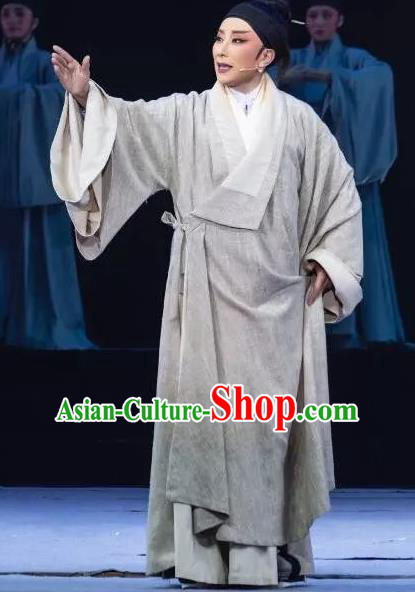 Chinese Yue Opera Young Male Scholar Apparels Costumes and Headwear Shaoxing Opera Wang Yangming Xiaosheng Garment