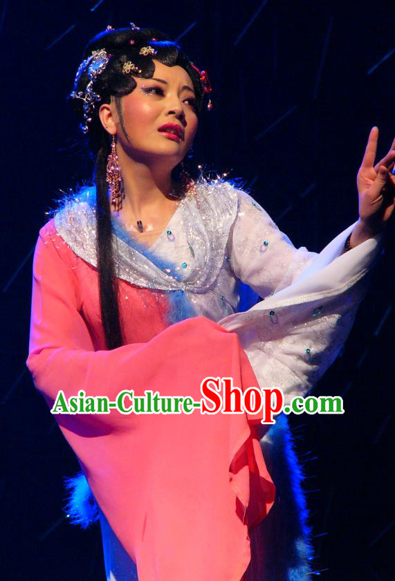 Chinese Shaoxing Opera Hua Tan Apparels Costumes and Headpieces Painted Skin Hua Pi Yue Fox Fairy Xiao Xue Dress Garment