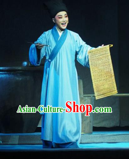 Su Qin Chinese Yue Opera Poor Scholar Garment and Headwear Shaoxing Opera Young Male Xiaosheng Apparels Costumes