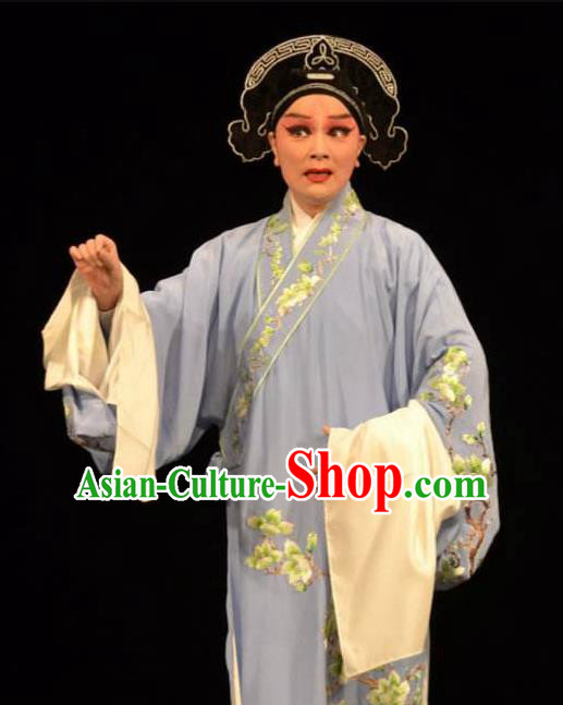 Chinese West Wing to Remember Classical Kun Opera Young Male Garment and Hat Peking Opera Xiao Sheng Yu Shuye Apparels Costumes