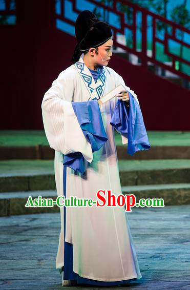 Chinese Yue Opera Young Male Apparels and Headwear Ren Heart Medicine Shaoxing Opera Physician Chen Shigong Garment Costumes