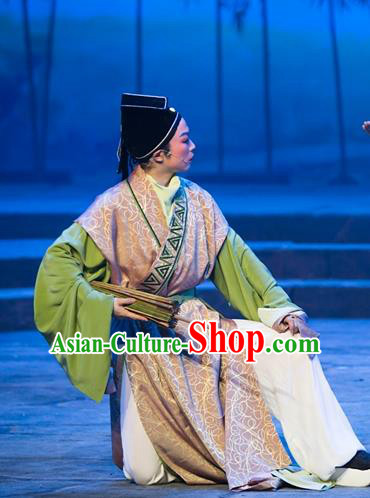 Chinese Yue Opera Young Male Physician Chen Shigong Apparels and Headwear Ren Heart Medicine Shaoxing Opera Garment Scholar Costumes