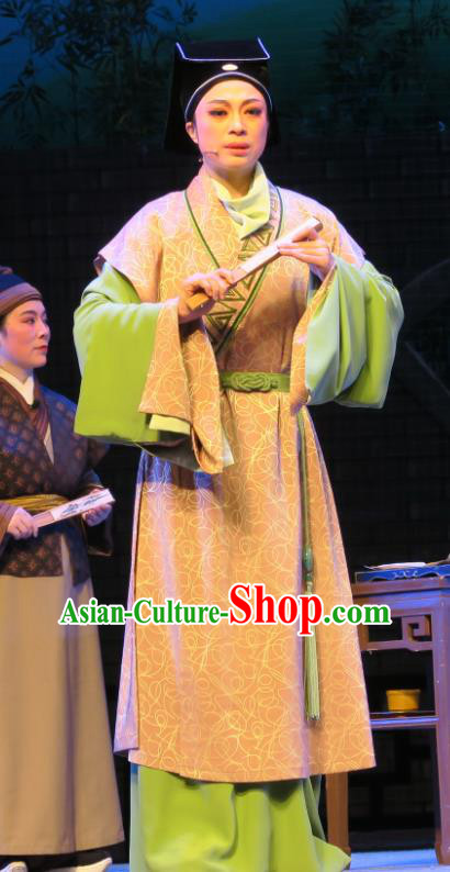 Chinese Yue Opera Young Male Physician Chen Shigong Apparels and Headwear Ren Heart Medicine Shaoxing Opera Garment Scholar Costumes