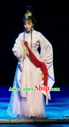 Chinese Shaoxing Opera The Story of Goddess Hua Tan Costumes and Headpieces Yue Opera Actress Young Lady Dress Garment Apparels