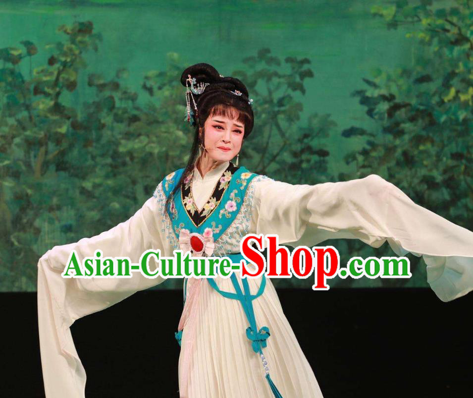 Chinese Shaoxing Opera Young Lady Li Suping Hua Zhong Jun Zi Apparels Costumes and Headpieces Yue Opera Distress Maiden Dress Garment