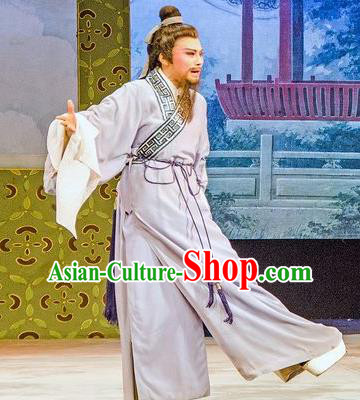 Hua Zhong Jun Zi Chinese Yue Opera Elderly Male Apparels and Headwear Shaoxing Opera Laosheng Garment Costumes