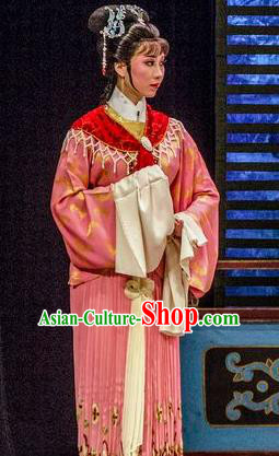 Chinese Shaoxing Opera Hua Tan Pink Dress Apparels Costumes and Hair Accessories Yue Opera Hua Zhong Jun Zi Noble Lady Garment